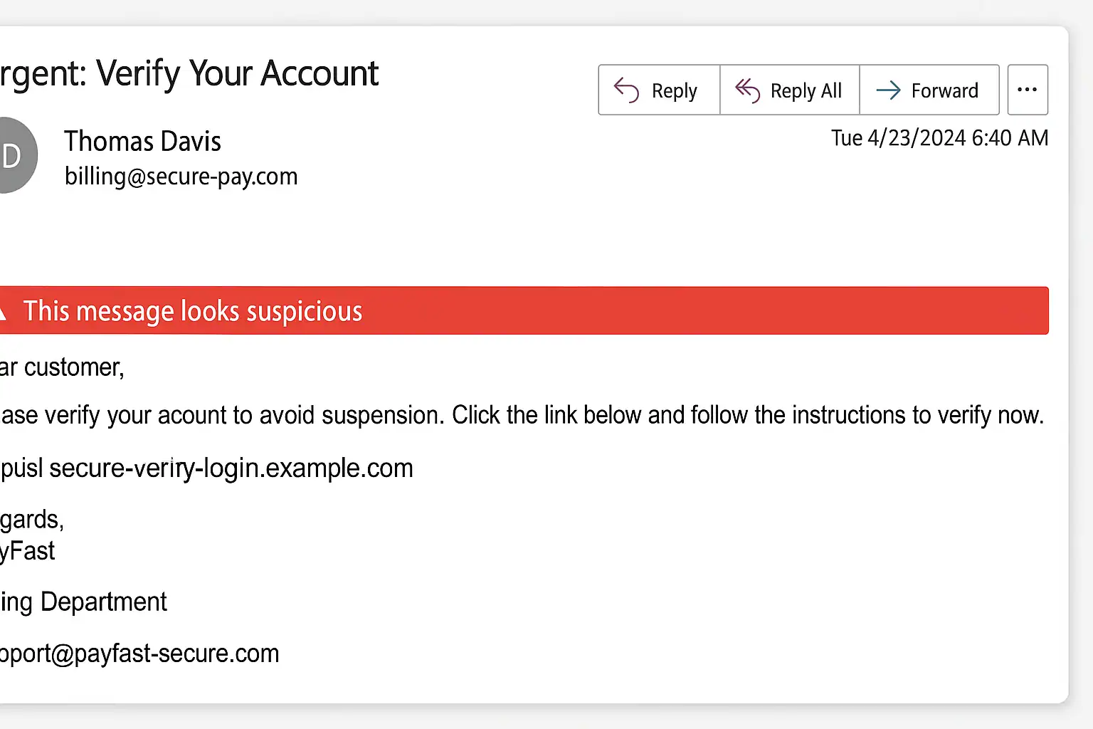 Warnung vor Phishing und Betrug auf einem Computerbildschirm